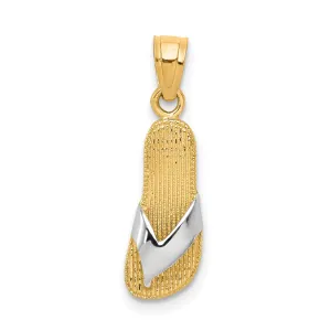 10K Gold & Rhodium Flip Flop Charm with Polished Finish Elegant & Solid Design