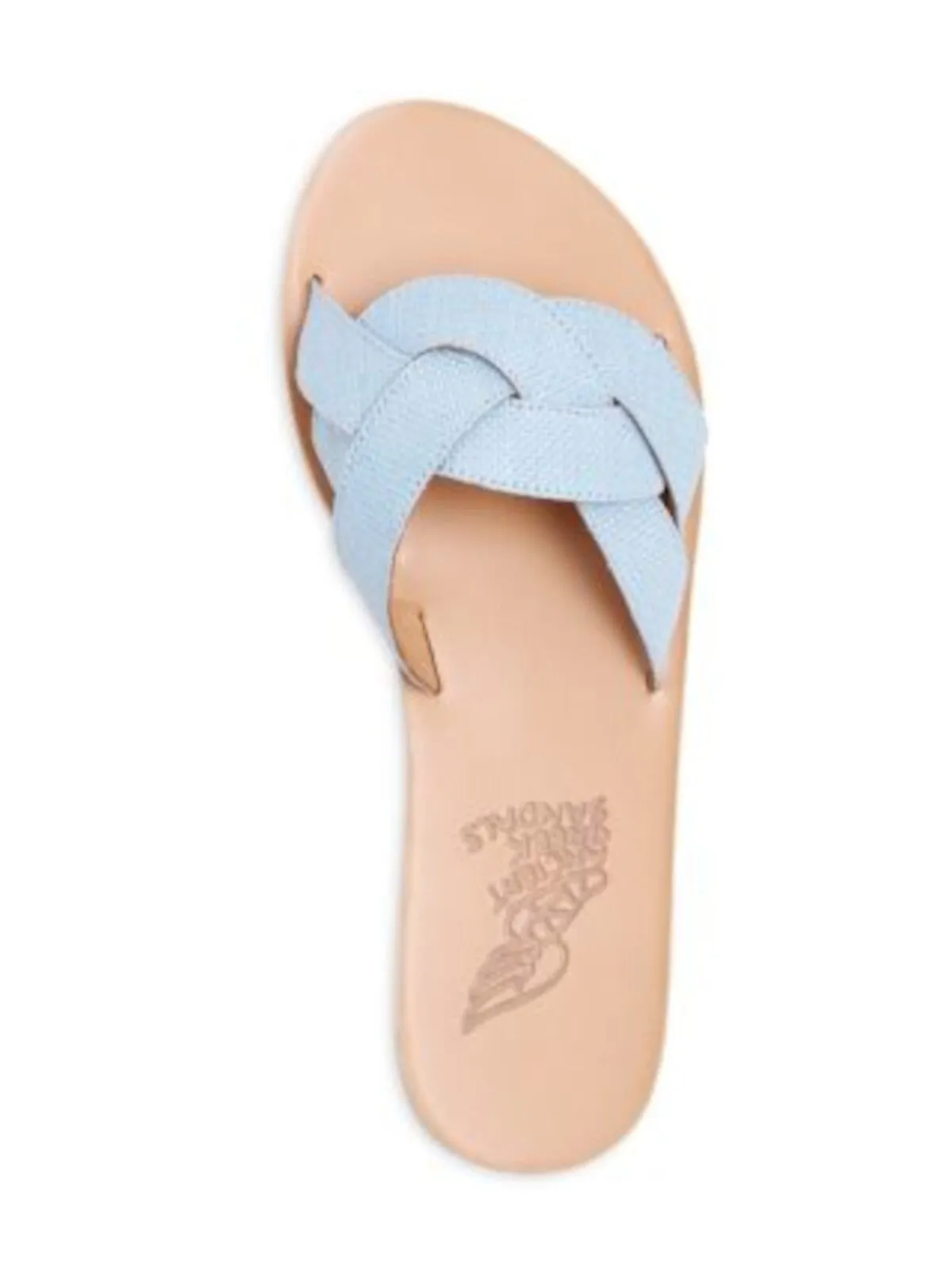 ANCIENT GREEK SANDALS Womens Light Blue Braided Arachne Round Toe Slip On Slide Sandals Shoes