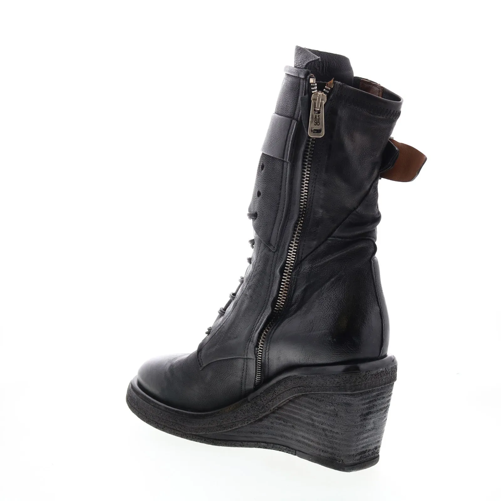 A.S.98 Thatcher A30210-201 Womens Black Leather Casual Dress Boots