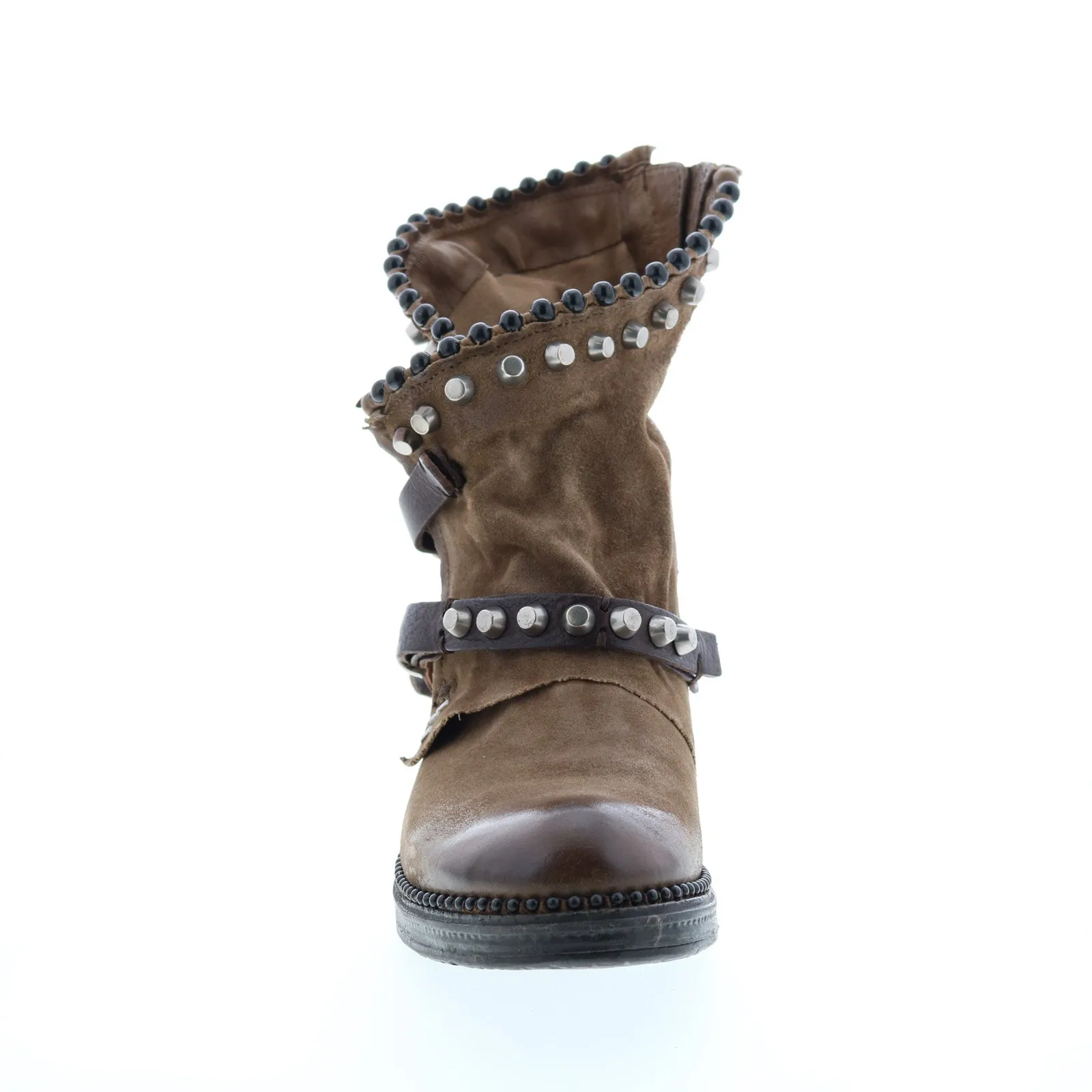 A.S.98 Vianne 250202-201 Womens Brown Leather Hook & Loop Mid Calf Boots
