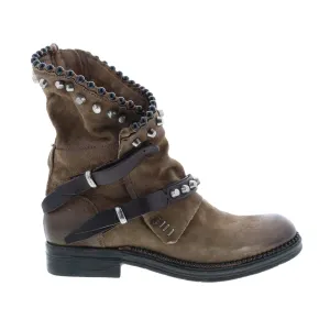 A.S.98 Vianne 250202-201 Womens Brown Leather Hook & Loop Mid Calf Boots