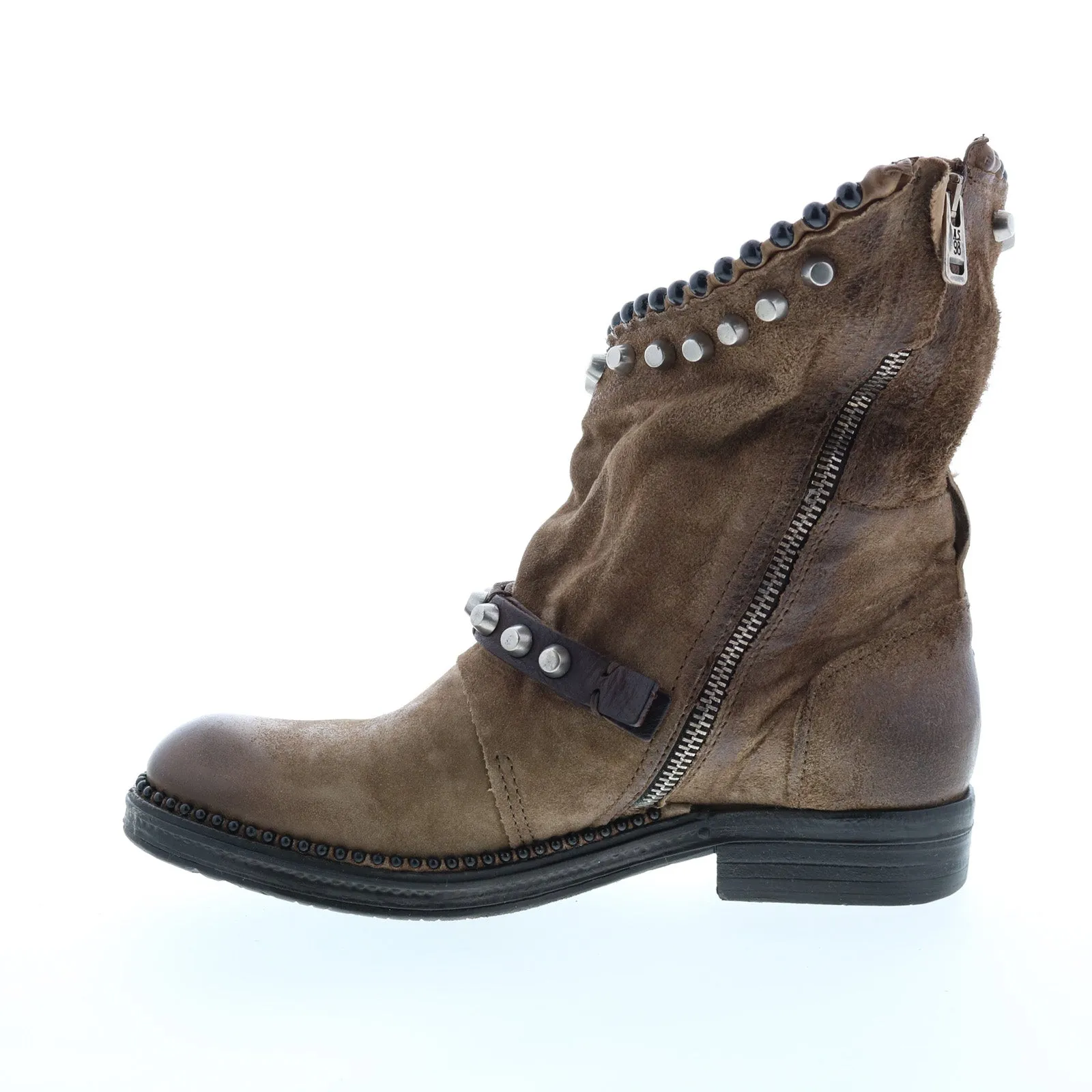 A.S.98 Vianne 250202-201 Womens Brown Leather Hook & Loop Mid Calf Boots