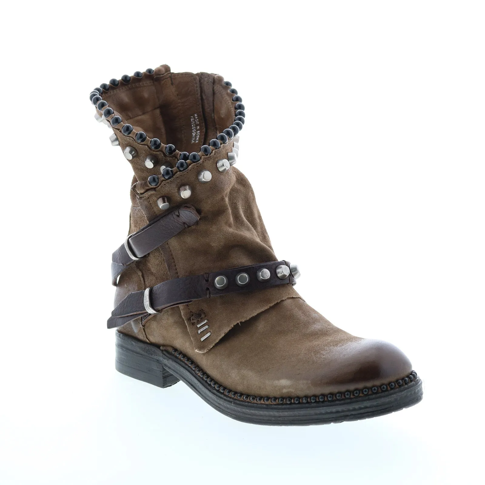 A.S.98 Vianne 250202-201 Womens Brown Leather Hook & Loop Mid Calf Boots