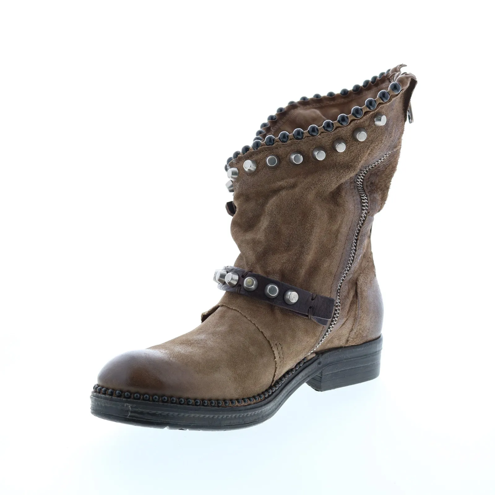 A.S.98 Vianne 250202-201 Womens Brown Leather Hook & Loop Mid Calf Boots