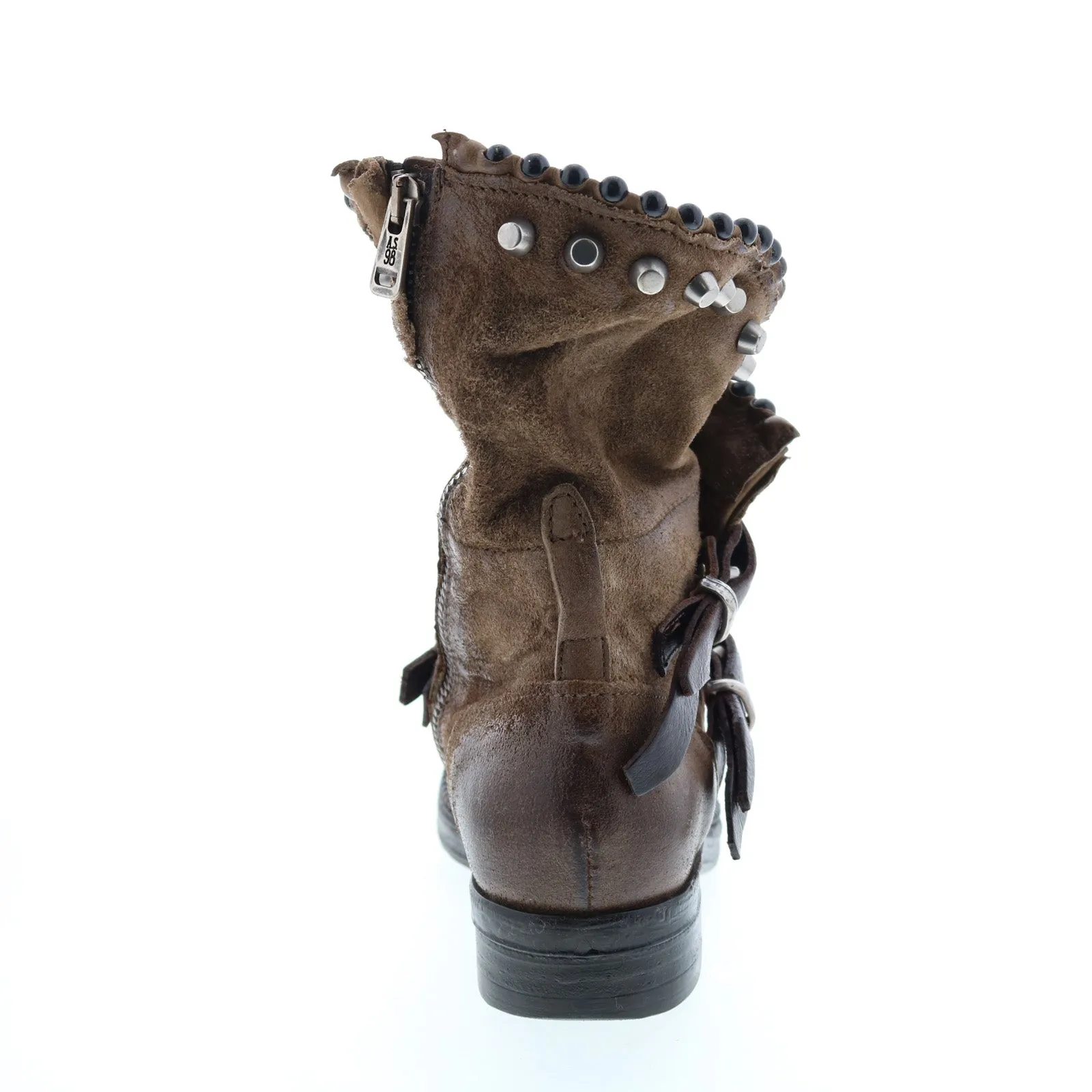 A.S.98 Vianne 250202-201 Womens Brown Leather Hook & Loop Mid Calf Boots