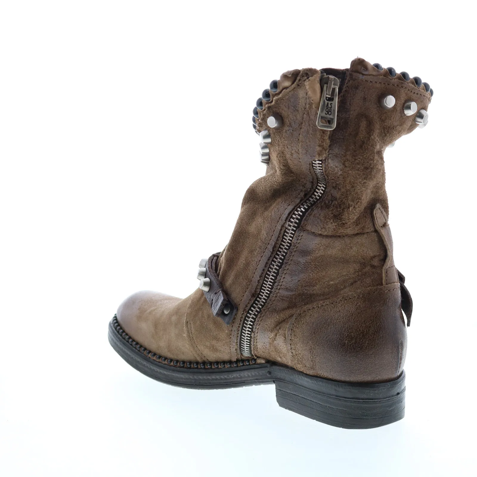A.S.98 Vianne 250202-201 Womens Brown Leather Hook & Loop Mid Calf Boots