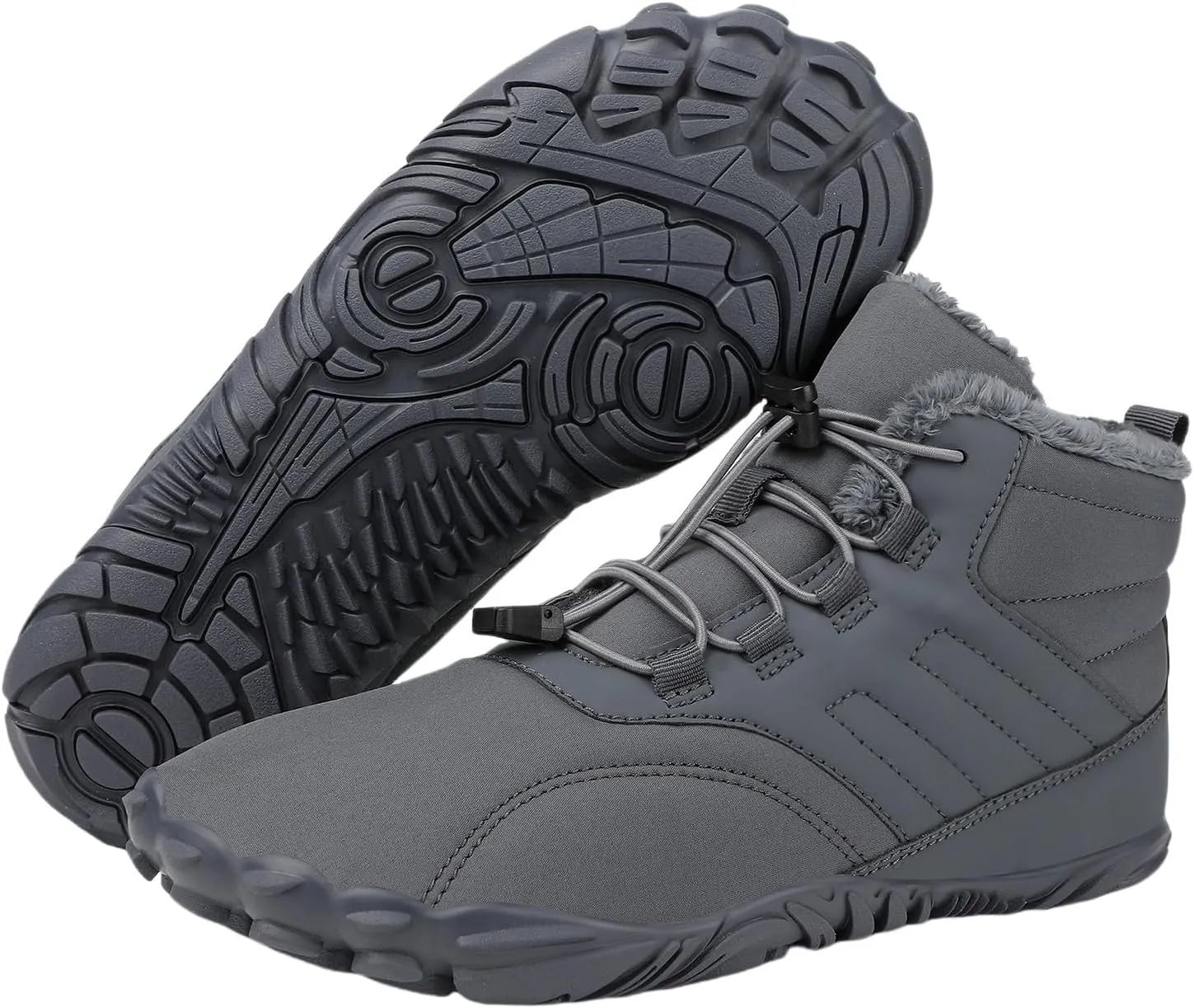 Barefoot Hiking Shoes Women Men Winter Warm Wide Toe Box Snow Boots Minimalist Zero Drop Outdoor Shoe Non Slip Soft Sole Sneakers Comfort Outdoor Ankle Booties Five Finger Sneakers Hike Walking Shoes