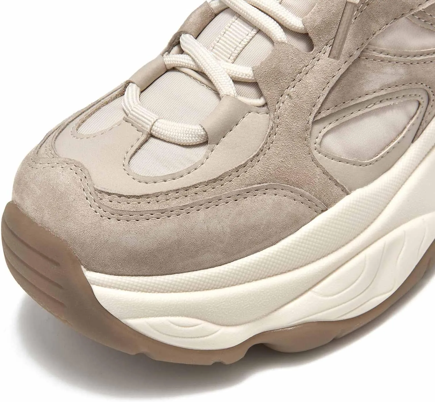 BEAU TODAY Chunky Sneakers for Women, Womens Fashion Sneakers, Lace Up Platform Comfortable Leather Casual Dad Shoes