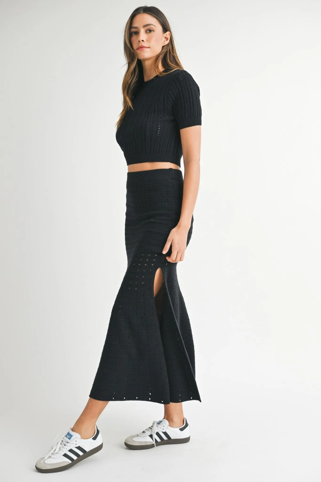Black Sweater Top & Maxi Skirt Set
