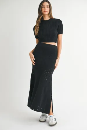 Black Sweater Top & Maxi Skirt Set