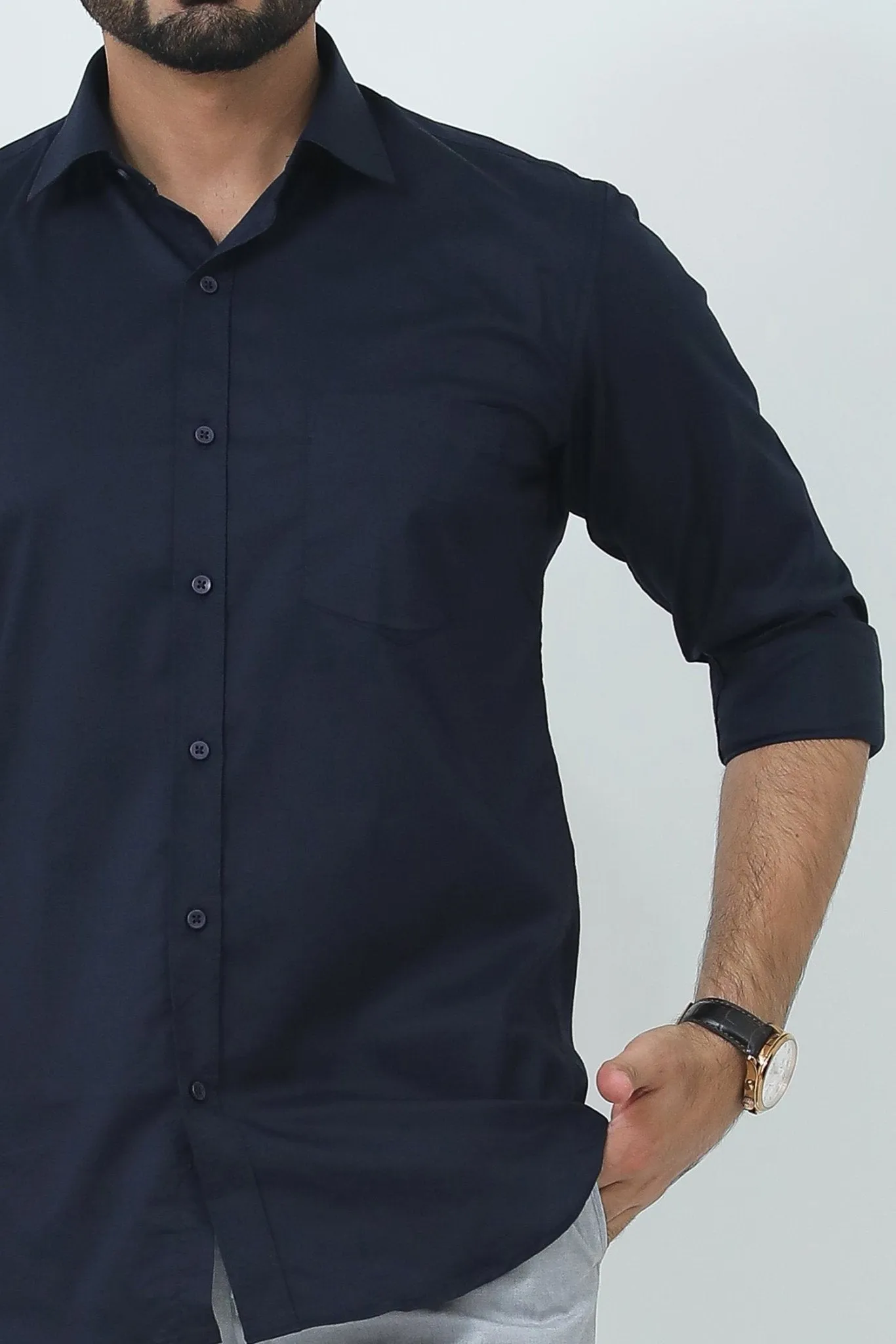 Bluebird Men's Blue Polycotton Formal Shirt