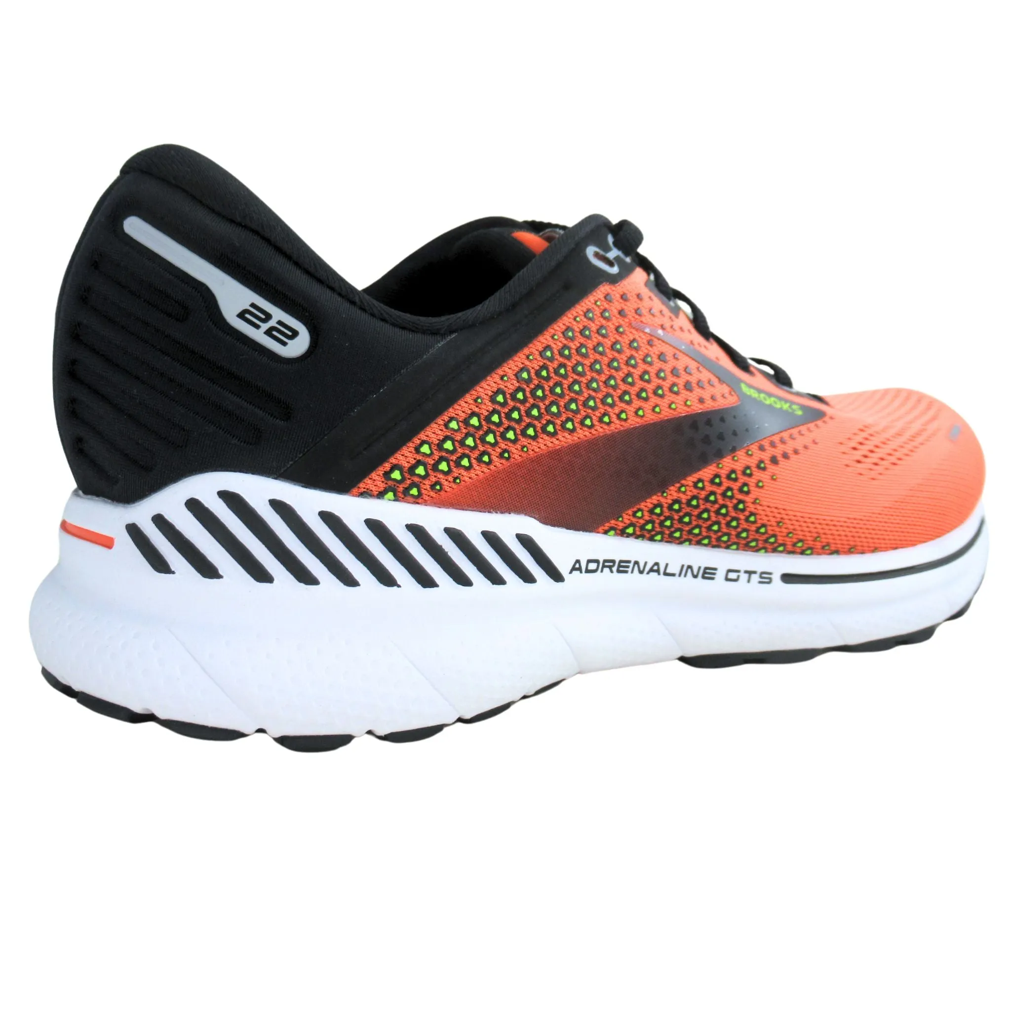 Brooks Men's 110366 846 Adrenaline GTS 22 Orange Black White Cushion Support Running Shoes