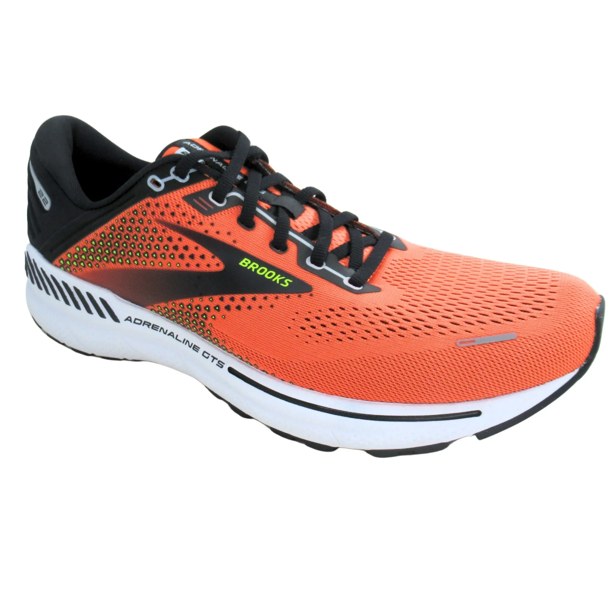 Brooks Men's 110366 846 Adrenaline GTS 22 Orange Black White Cushion Support Running Shoes