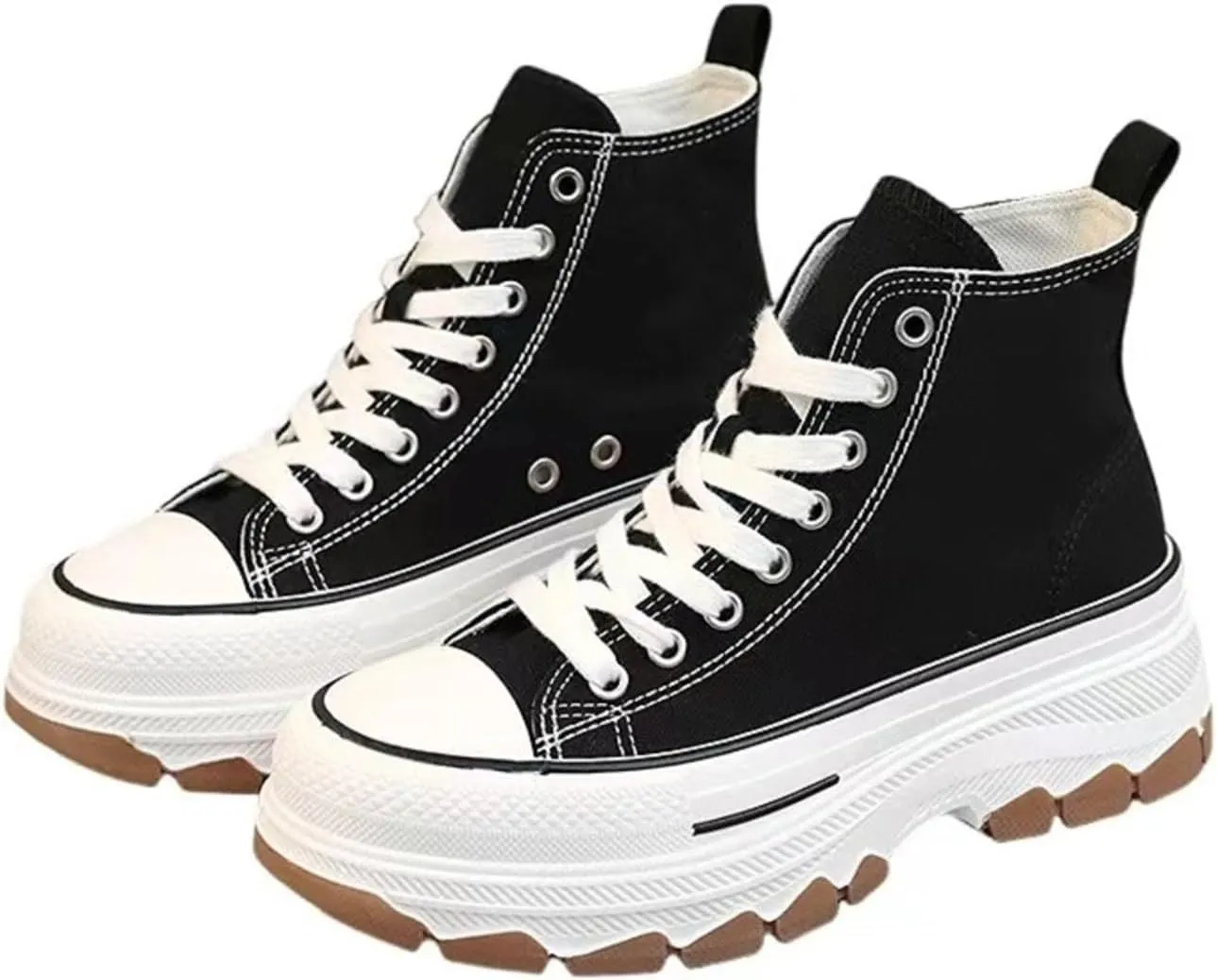 Canvas Chunky Platform Sneakers for Women & Girls Y2K Aesthetic 5cm Height Increase