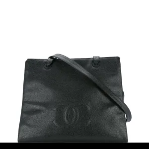 Chanel Vintage Black Caviar Large Work Business CC Tote