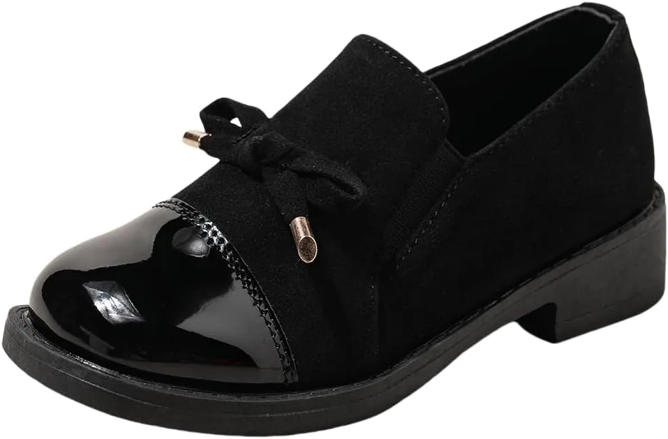 Children??s Platform Loafers ?C Faux Leather Lace-Up Loafers for Kids, Lightweight Party & Wedding Shoes, Imitation Suede Upper