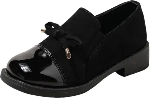 Children??s Platform Loafers ?C Faux Leather Lace-Up Loafers for Kids, Lightweight Party & Wedding Shoes, Imitation Suede Upper