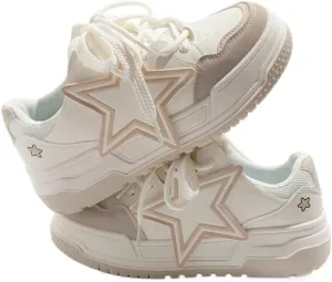 Cute Star Y2K Shoes Chunky Platform Comfy Non Slip Lightweight Softy Casual Skate Sneakers Kawaii Pretty Pastel Retro Trendy Footwear for Women & Girls Summer Back to School Everyday Wear