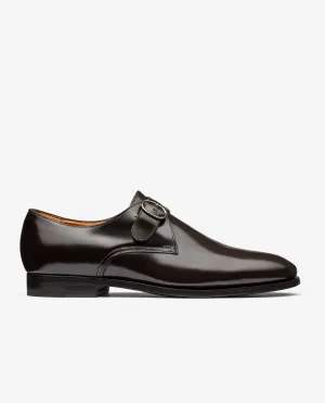 Dark Brown Polished Antique Calf Plain Tip Blake Flex Single Monk