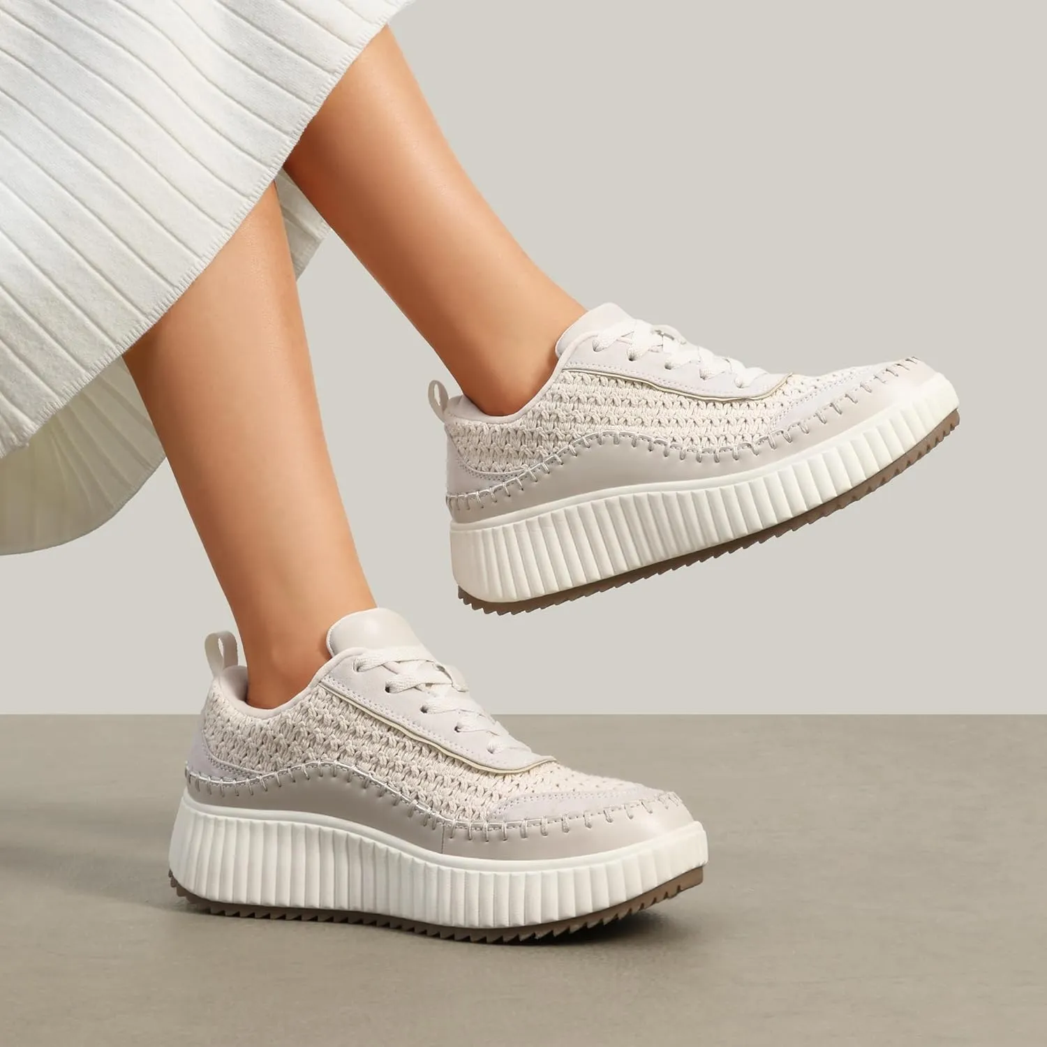 DREAM PAIRS Women Chunky City Tweed Comfortable Casual Platform Fashion Sneaker