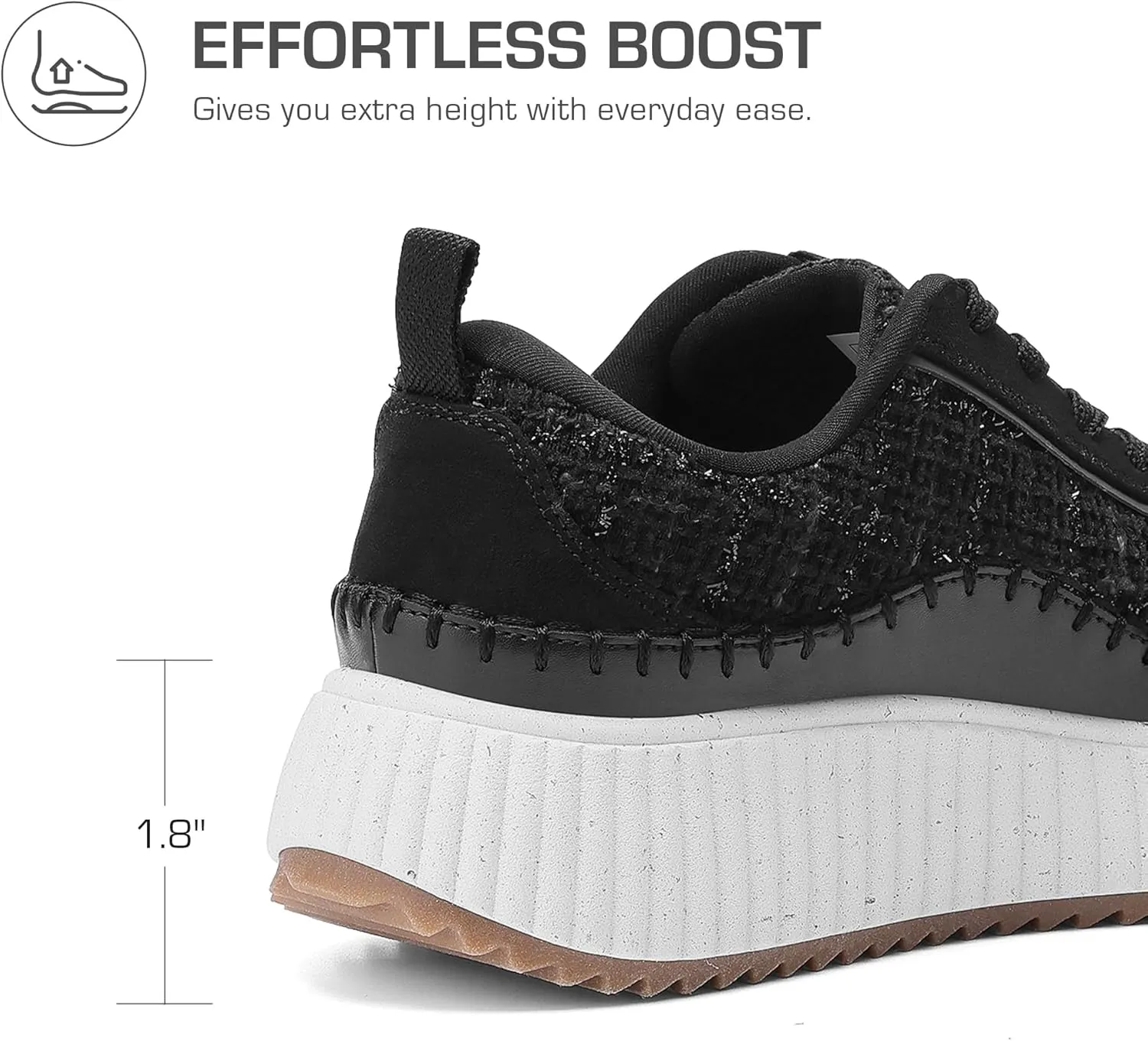 DREAM PAIRS Women Chunky City Tweed Comfortable Casual Platform Fashion Sneaker