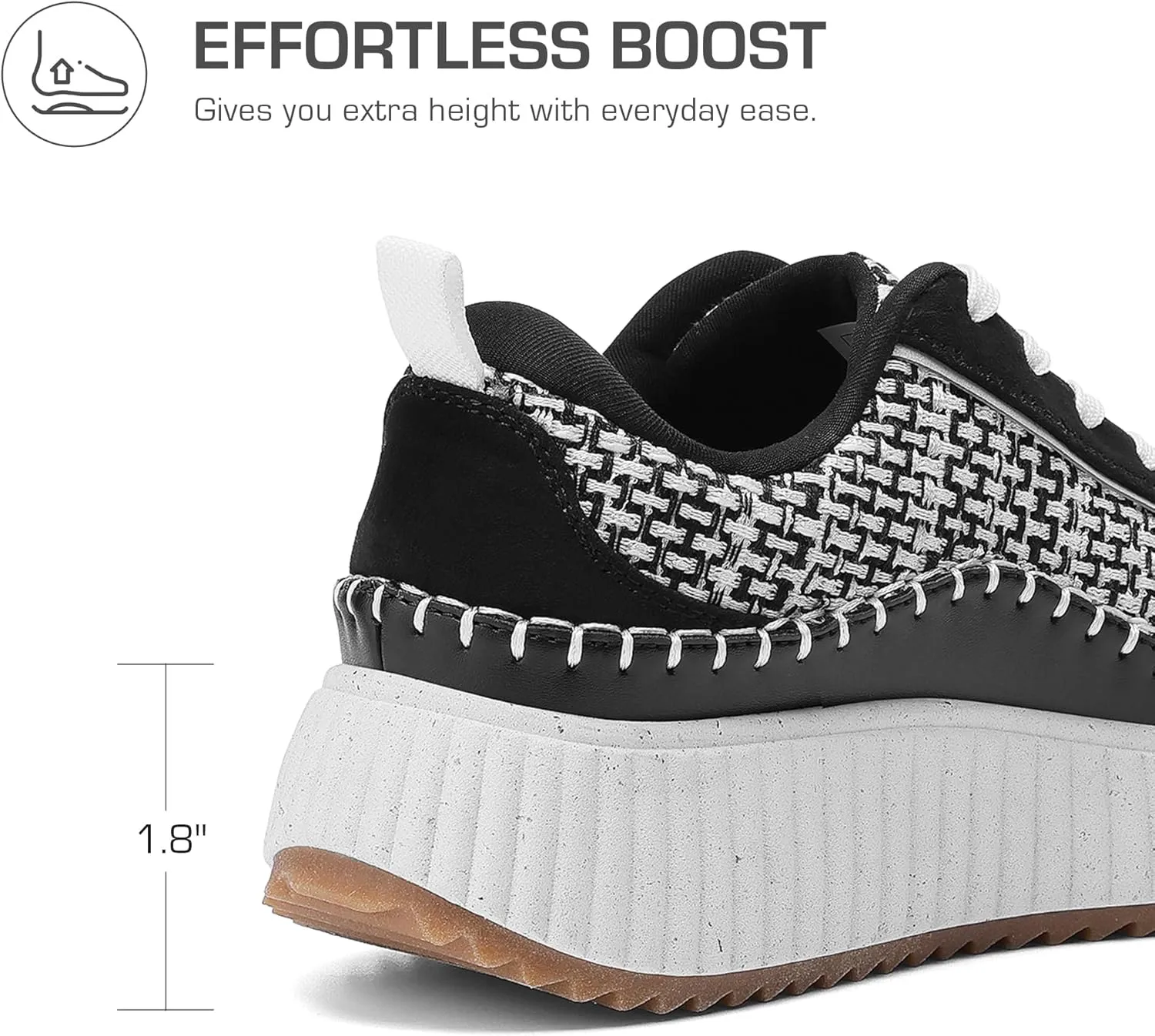 DREAM PAIRS Women Chunky City Tweed Comfortable Casual Platform Fashion Sneaker