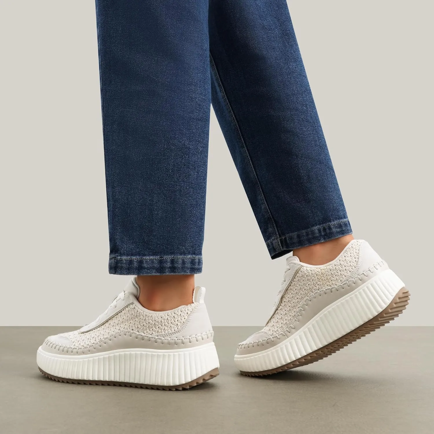 DREAM PAIRS Women Chunky City Tweed Comfortable Casual Platform Fashion Sneaker