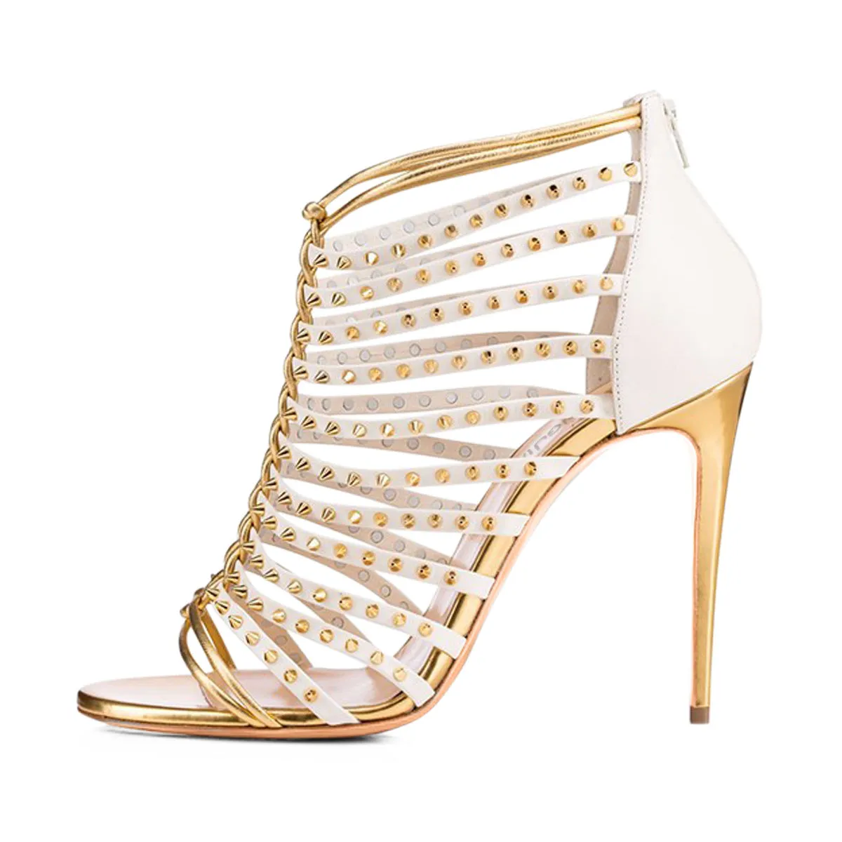 Elegant Contrast Black & White Studded Handbag Sandals
