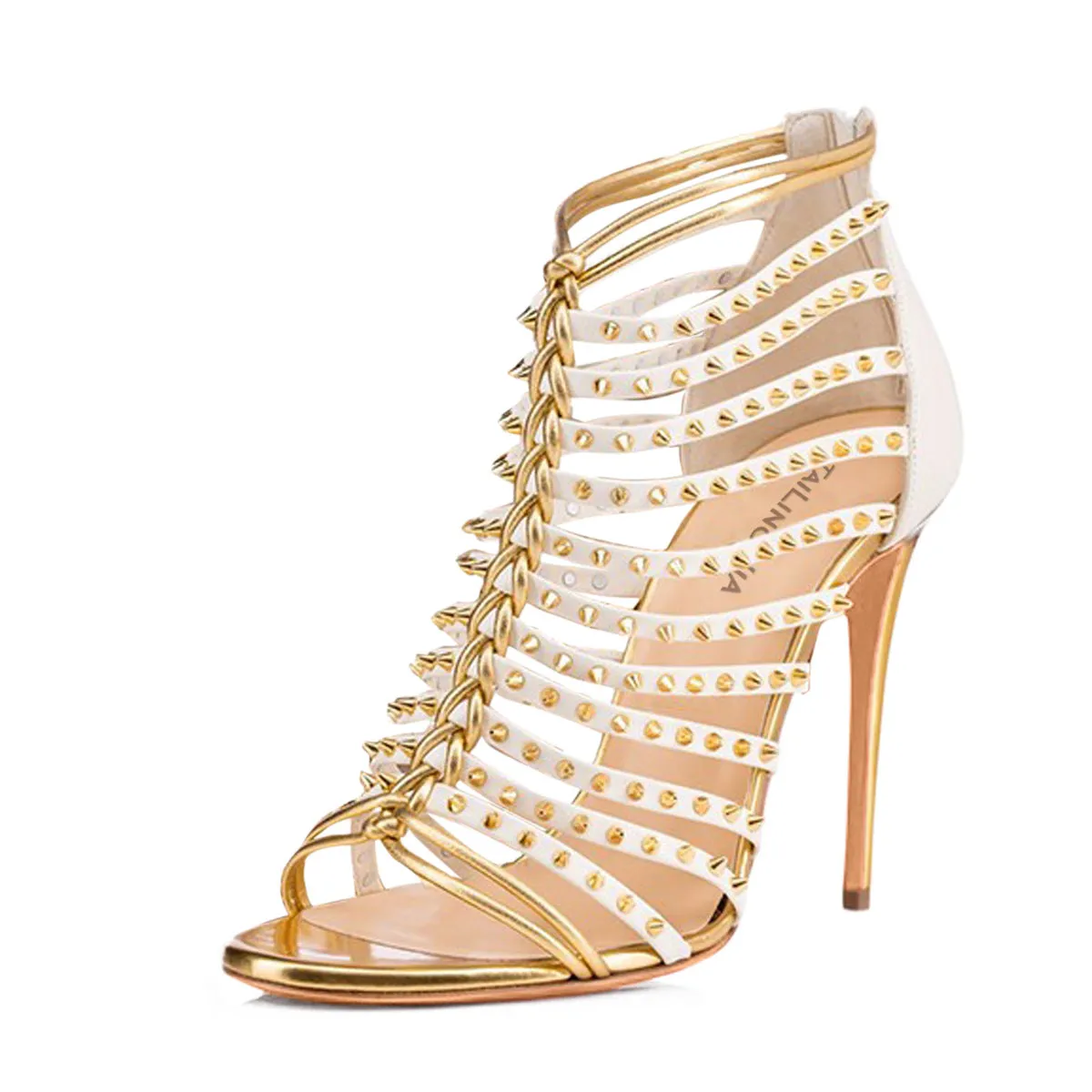 Elegant Contrast Black & White Studded Handbag Sandals