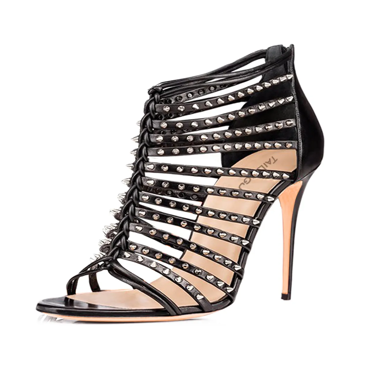 Elegant Contrast Black & White Studded Handbag Sandals