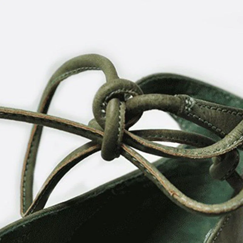 elveswallet Elegant Chunky Heel Lace-up Pumps