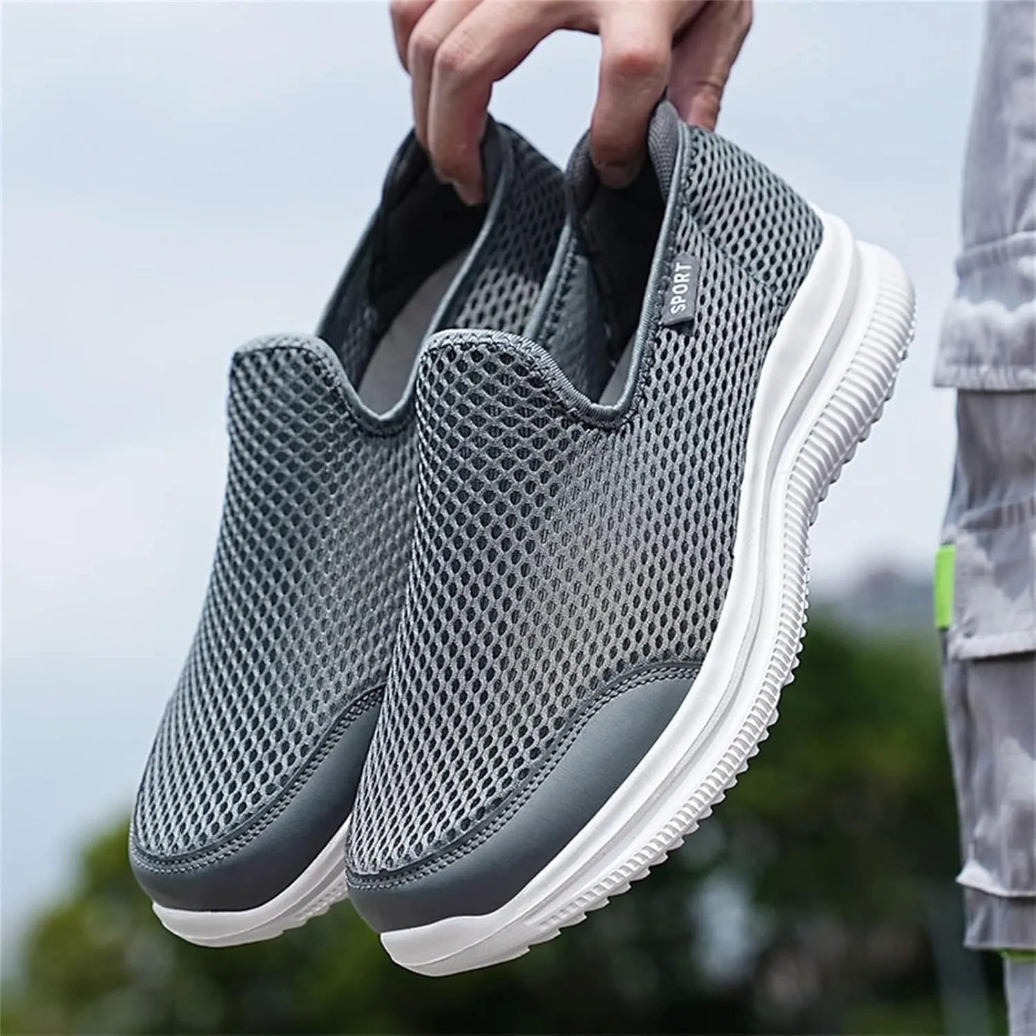 Fashion Sneakers Comfortable Fashion Summer Men Breathable Mesh Shallow Mouth Slip On Lightweight Casual Shoes