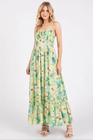 Floral Smocked Tiered Maxi Dress with Adjustable Straps