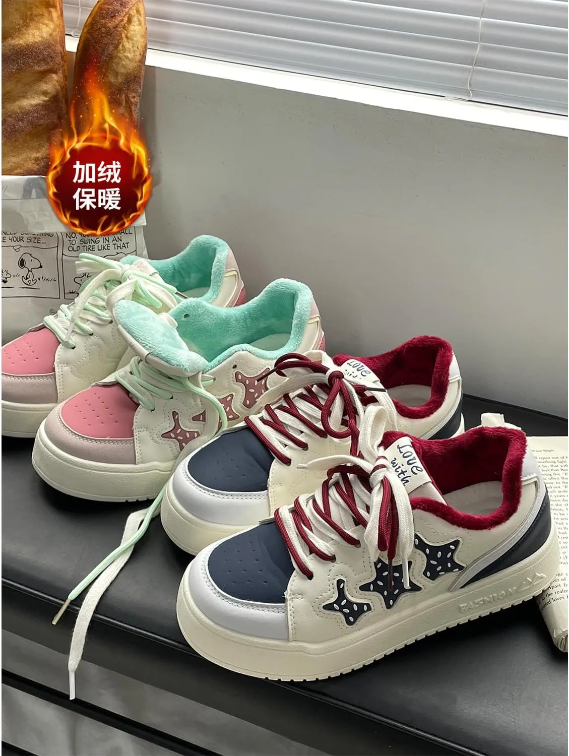 Geerta Y2K Star Shoes  Cute Walking Sneakers for Women Girls Thick Chunky Sole Platform White Premium Lining Everyday Casual School Summer Beach Travel Japanese Pretty Pastel Aesthetic