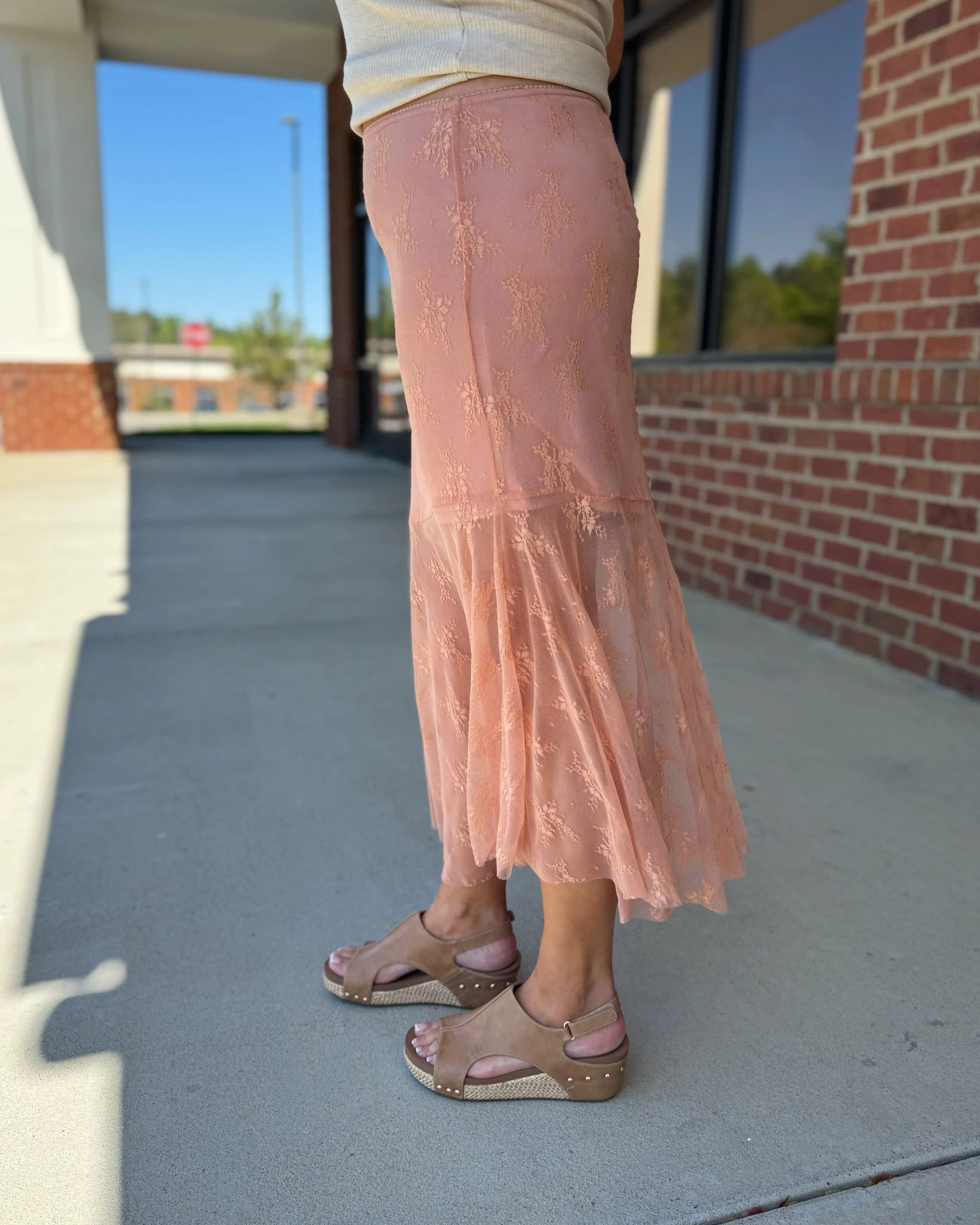 Grayson Asymmetrical Midi Skirt in Coral