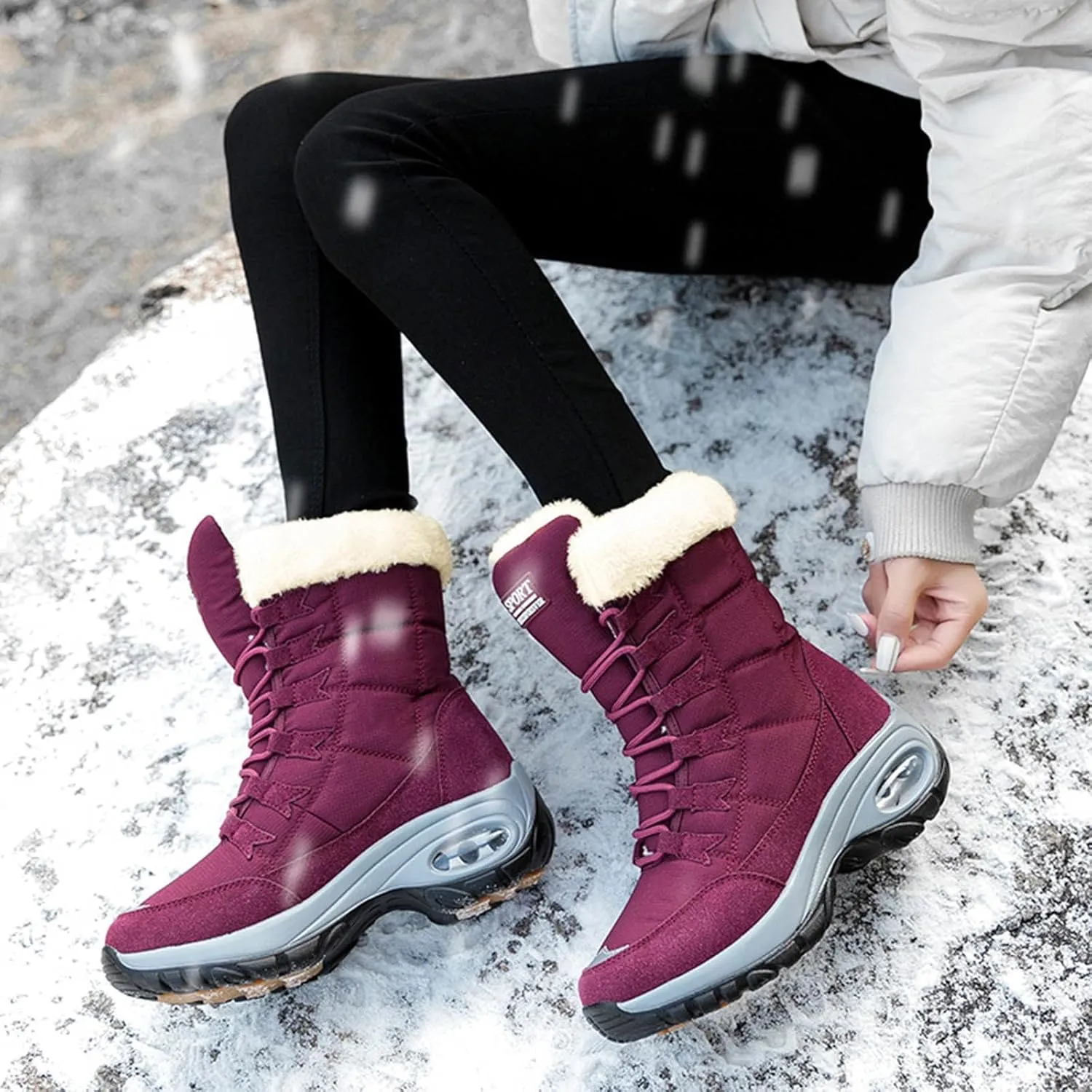 Hiking Boots for Men, Waterproof Boots Lightweight Warm Boots Lightweight Hiking Boot Womens Winter Shoes
