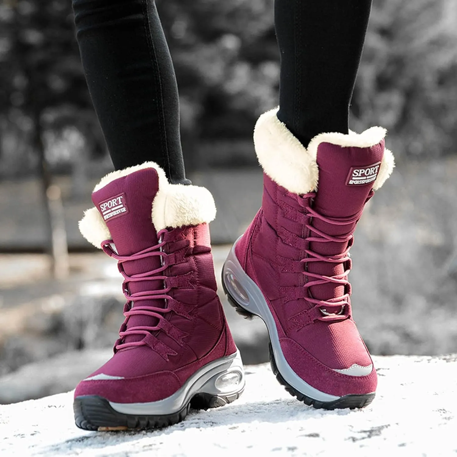 Hiking Boots for Men, Waterproof Boots Lightweight Warm Boots Lightweight Hiking Boot Womens Winter Shoes