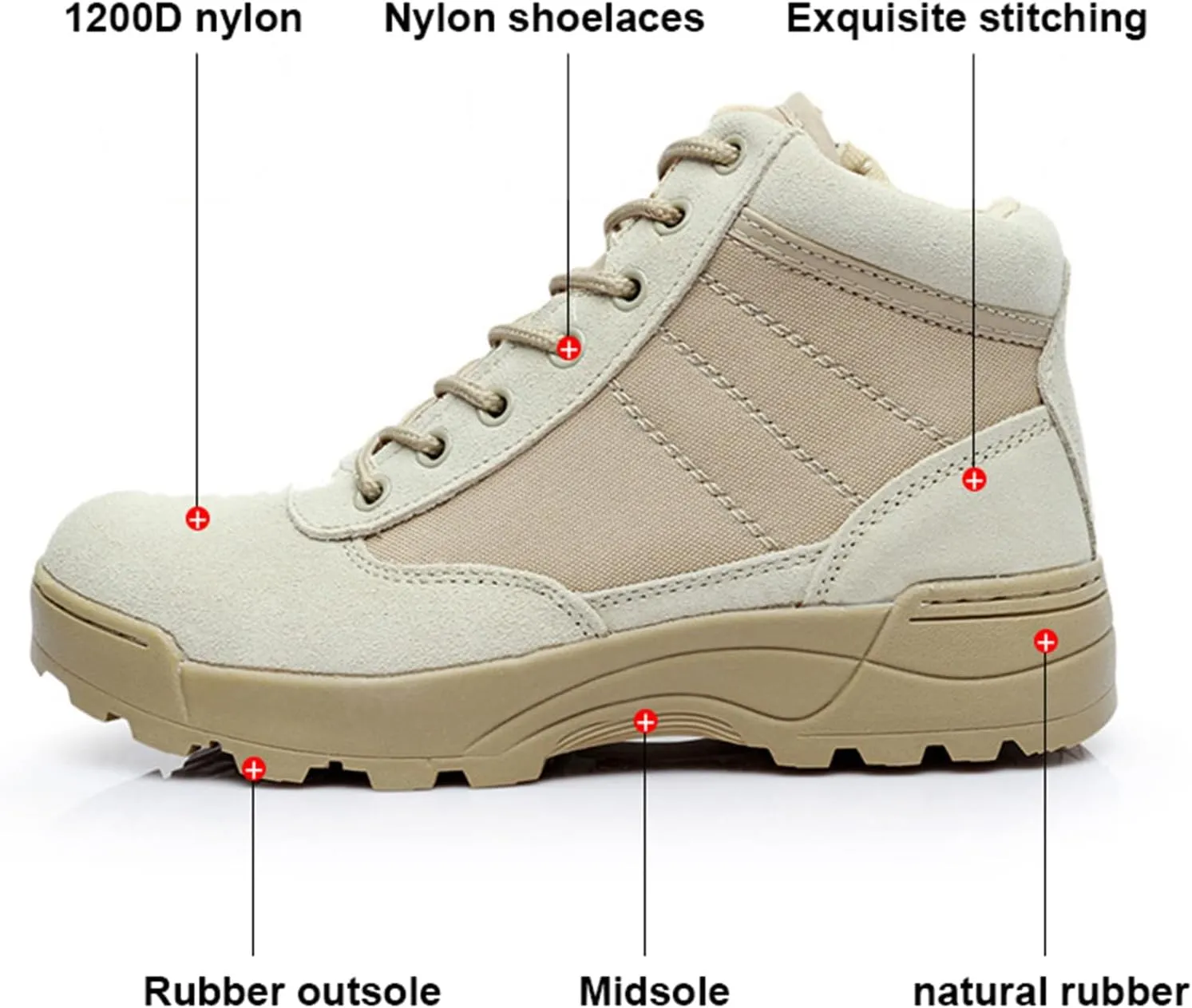 Hiking Work Boots,Breathable Desert Boots,with Side Zipper, Waterproof Hiking Work Boots,Low Cut Training Boots,for Outdoor Hiking, Rock Climbing, Hunting and Other Activity