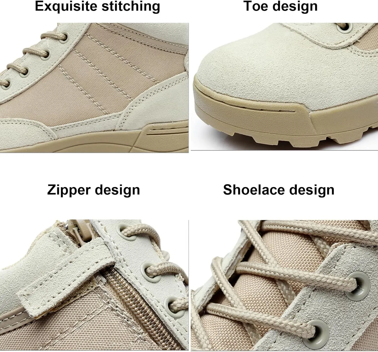 Hiking Work Boots,Breathable Desert Boots,with Side Zipper, Waterproof Hiking Work Boots,Low Cut Training Boots,for Outdoor Hiking, Rock Climbing, Hunting and Other Activity