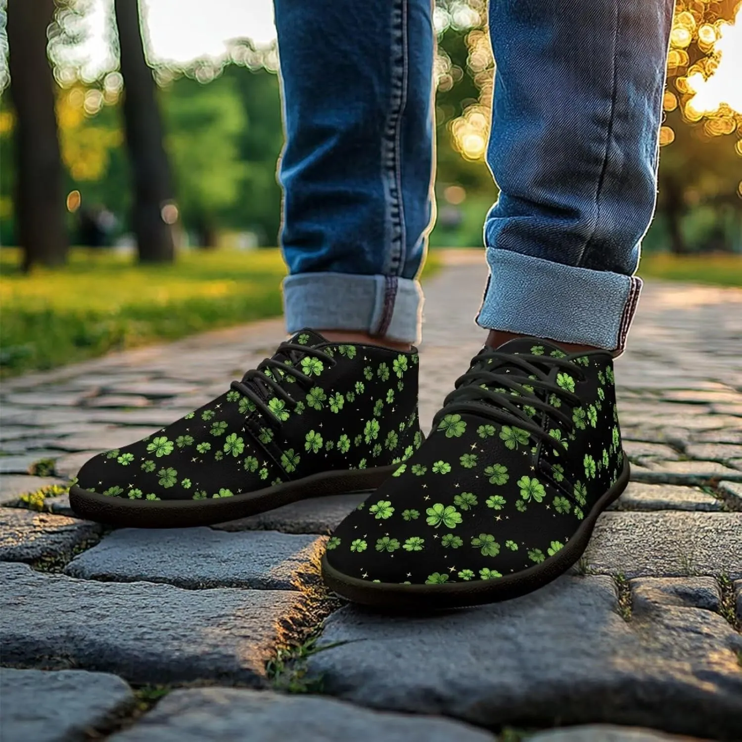 Howilath St. Patrick's Day Barefoot Running Shoes Men Extra Width Running Shoes Trail Running Sneakers for Walking Hiking