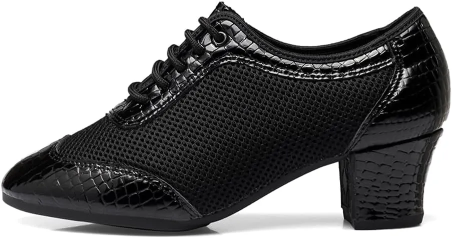 HROYL Women's Lace-up Latin Salsa Tango Practice Performance Ballroom Teacher Dance Shoes,YCL319