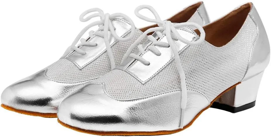 HROYL Women's Lace-up Latin Salsa Tango Practice Performance Ballroom Teacher Dance Shoes,YCL319