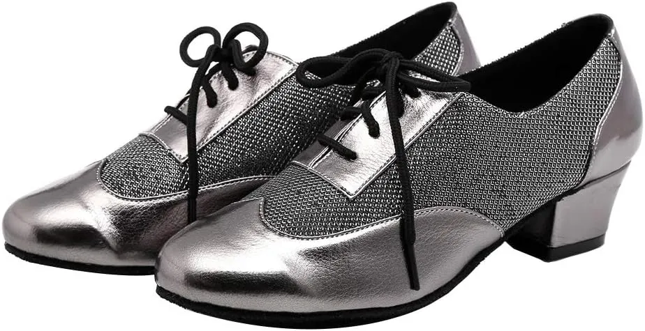 HROYL Women's Lace-up Latin Salsa Tango Practice Performance Ballroom Teacher Dance Shoes,YCL319