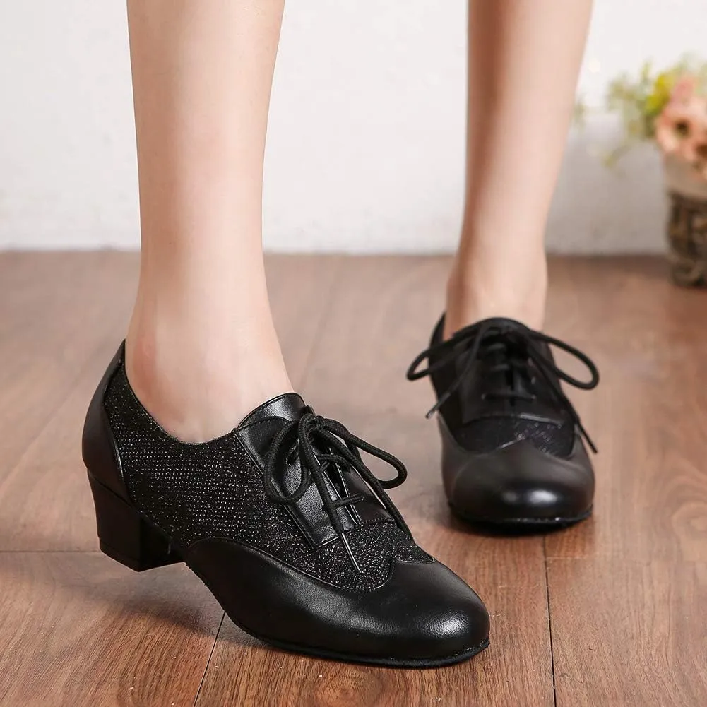 HROYL Women's Lace-up Latin Salsa Tango Practice Performance Ballroom Teacher Dance Shoes,YCL319
