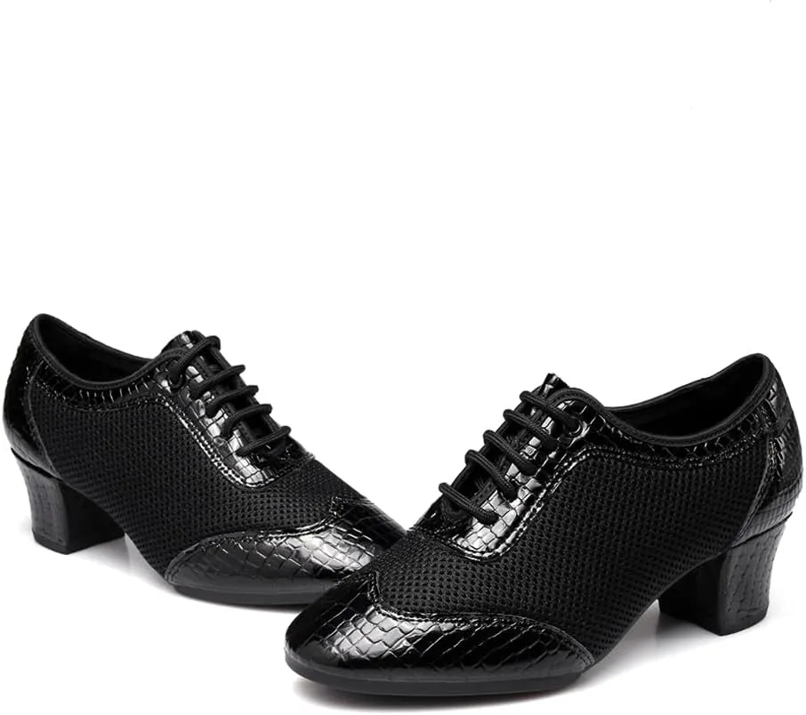 HROYL Women's Lace-up Latin Salsa Tango Practice Performance Ballroom Teacher Dance Shoes,YCL319