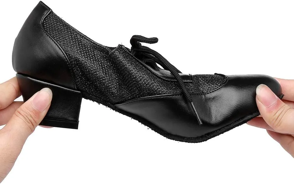 HROYL Women's Lace-up Latin Salsa Tango Practice Performance Ballroom Teacher Dance Shoes,YCL319