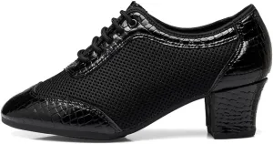 HROYL Women's Lace-up Latin Salsa Tango Practice Performance Ballroom Teacher Dance Shoes,YCL319