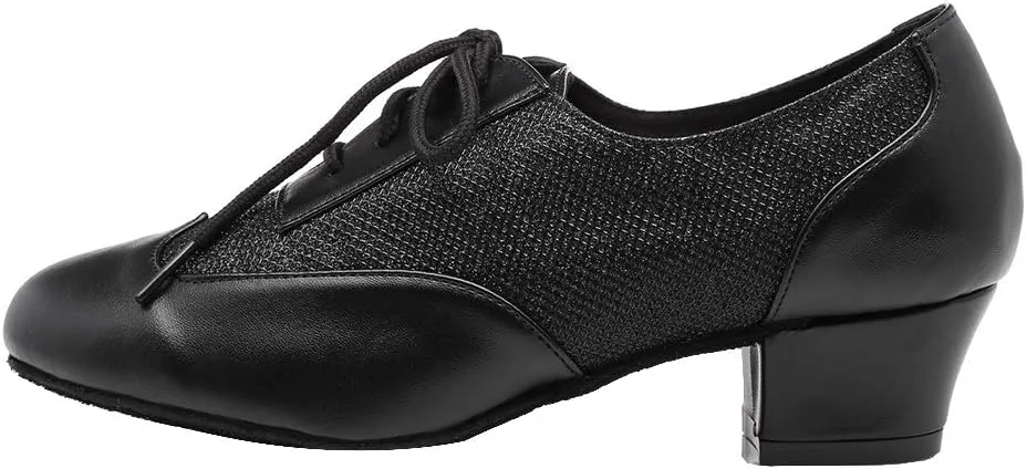 HROYL Women's Lace-up Latin Salsa Tango Practice Performance Ballroom Teacher Dance Shoes,YCL319