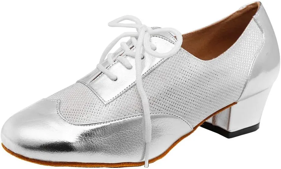 HROYL Women's Lace-up Latin Salsa Tango Practice Performance Ballroom Teacher Dance Shoes,YCL319