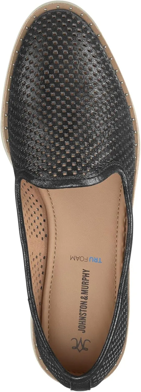 Johnston & Murphy Women??s Mitzi Perfed Venetian Shoes, 1.25?? Suede Loafers for Women, Comfortable Slip On Shoes